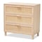 Baxton Studio Sebille Mid-Century Modern Light Brown Finished Wood 3-Drawer Storage Chest with Natural Rattan 207-12464 - alternate 4